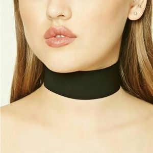 H&M black satin choker with gold colored clasp